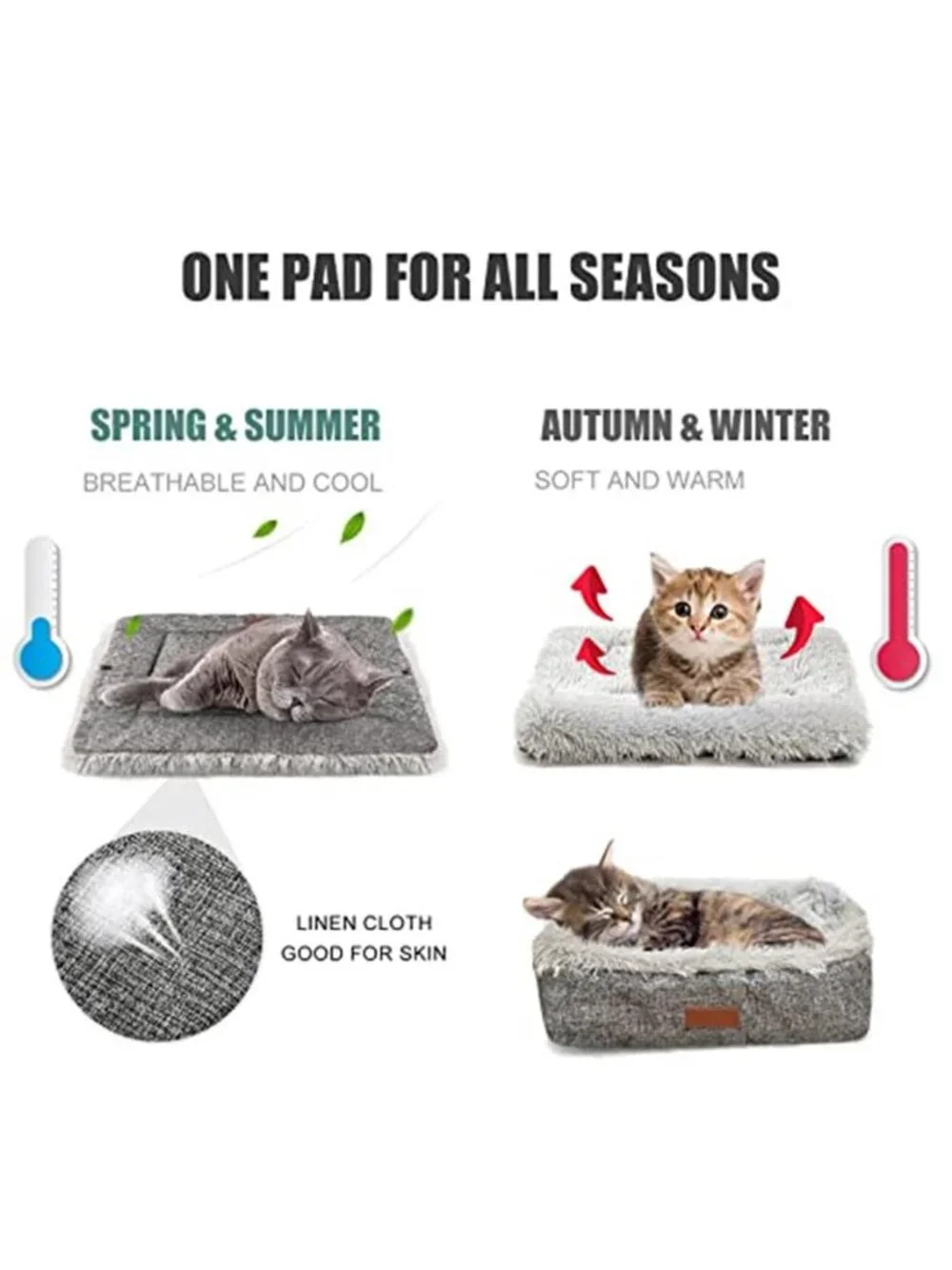 Self Heating Cat Bed Warm Plush Pet Mat Small Dog Cushion Foldable Cozy
